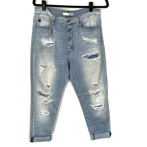 KANCAN lightwash button fly distressed skinny jeans BB22